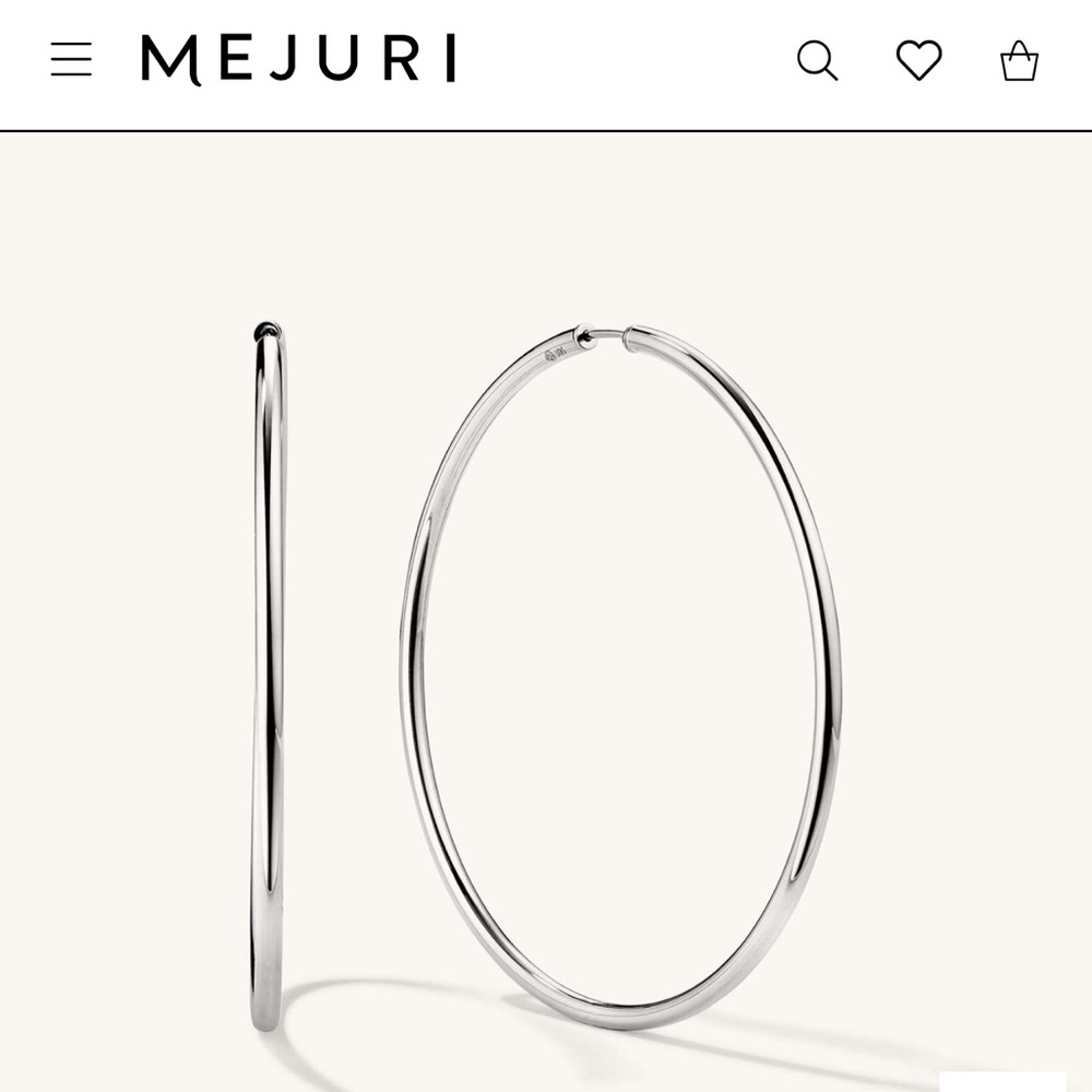 Mejuri 14K White Gold Oversized Thin Hoops -Like New